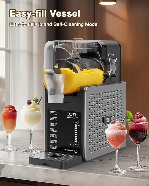 Fiii Slushie Machine 92 oz, Slushy Machine for Home, 6 Preset Programs, Quiet Operation, LED Display, Auto-Clean, No Ice Needed, Perfect for Milkshakes, Margarita Smoothie, Frappes and More