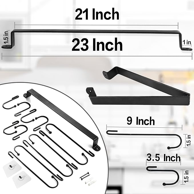 AJART Coffee Cup Holder Wall-Mounted: Hanging Coffee Mug Wall Rack - 23 Inch Coffee Cup Rack Storage Organizer