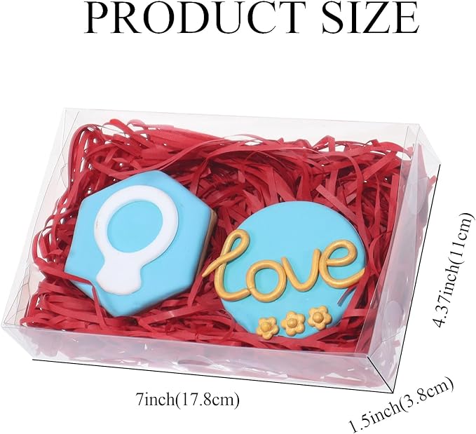 24PCS Clear Cookie Boxes with Window 7 x 4 3/8 x 1 1/2 Inch for Chocolate Truffle, Oreo, Pastry, Donut, Brownie, Soap and Bakery Treat Boxes for Party Favors Wedding Christmas Valentine's