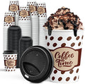 Ginkgo Coffee Cups with Lids 12 oz, 100 Pack Disposable To Go Coffee Cups for Cappuccino, Hot Beverages, Coffee, Cocoa, Chocolate - Coffee Time