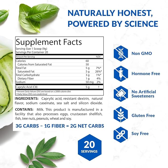 BioTrust Keto Elevate – C8 MCT Oil Powder – Ketogenic MCT Coffee Creamer, Keto Coffee Creamer – Clean Energy, Mental Focus & Clarity – 100% Caprylic Acid MCT Powder, Non-GMO (Unflavored, 40 Servings)