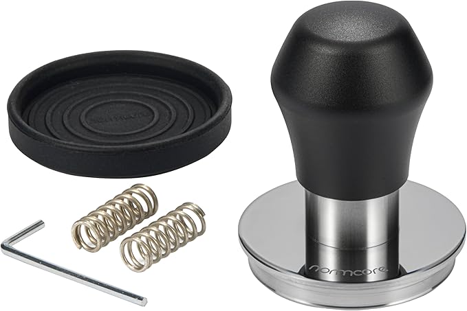 Normcore 53.3mm Espresso Tamper V4.1 Mini, Spring-Loaded Coffee with Click Feedback, Self-Leveling Stainless Steel Flat Baffle, Compatible with Breville Sage 54mm Portafilters, Black