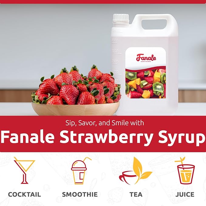 Fanale Premium Flavoring Concentrated Syrup for Bubble Tea | Strawberry Flavor Syrup | for Boba Tea, Smoothies, Slushes, Desserts | 11 pound | SRP010