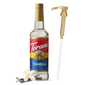 Jimoco® Syrup Pump Dispenser + Torani® Vanilla Syrup, 25.4 oz - Coffee Syrup Pump & Flavoring Bundle