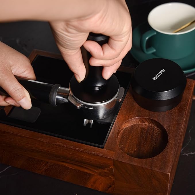 53.3mm Espresso Hand Tamper, MATOW Calibrated Spring Loaded Coffee Tamper with Stainless Steel Flat Base, 30lbs Espresso Tamper with Anodized Aluminum Handle Compatible with Breville 54mm Portafilter