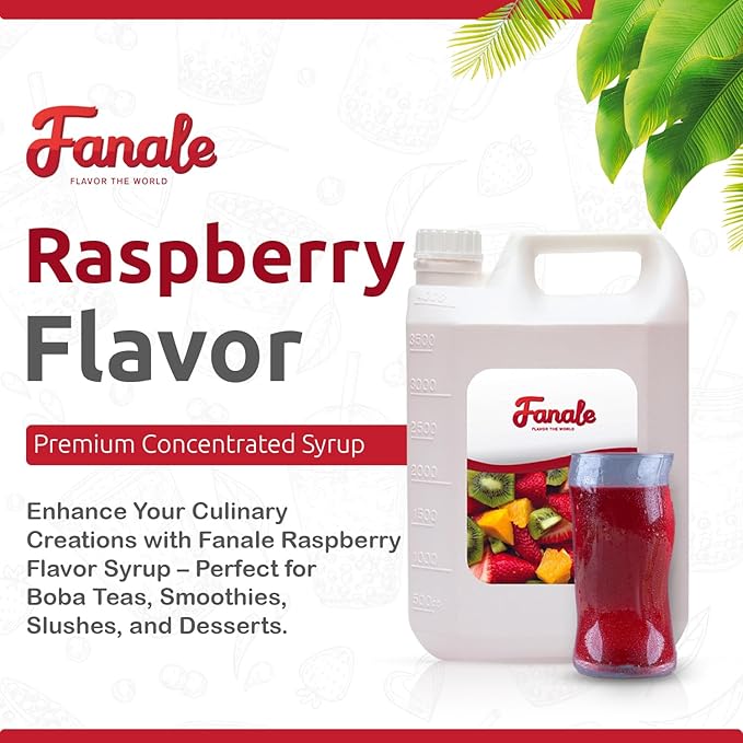 Fanale Premium Flavoring Concentrated Syrup for Bubble Tea 11 lb | Raspberry Flavor Syrup | for Boba Tea, Smoothies, Slushes, Desserts | 11lb | Pack of 4 | SRP270-CS