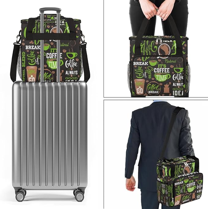 Green Coffee Cafe Maker Carrying Bag Travel Case Compatible with Keurig K-Mini or K-Mini Plus Portable Single Serve Coffee Brewer Case with Pockets for K-cup Pods
