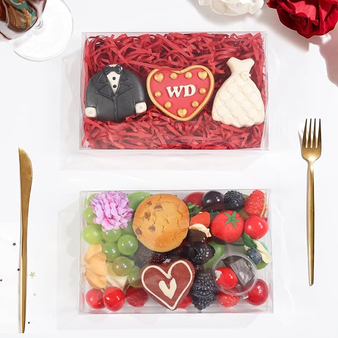 24PCS Clear Cookie Boxes with Window 7 x 4 3/8 x 1 1/2 Inch for Chocolate Truffle, Oreo, Pastry, Donut, Brownie, Soap and Bakery Treat Boxes for Party Favors Wedding Christmas Valentine's