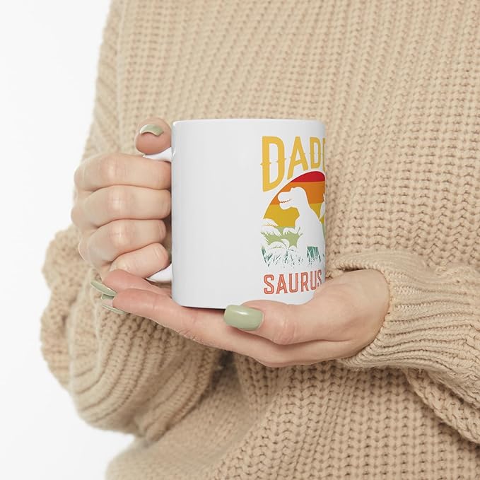 11 OZ Novelty Coffee Mugs - Christmas Gift (Daddy Saurus Rex Theme)