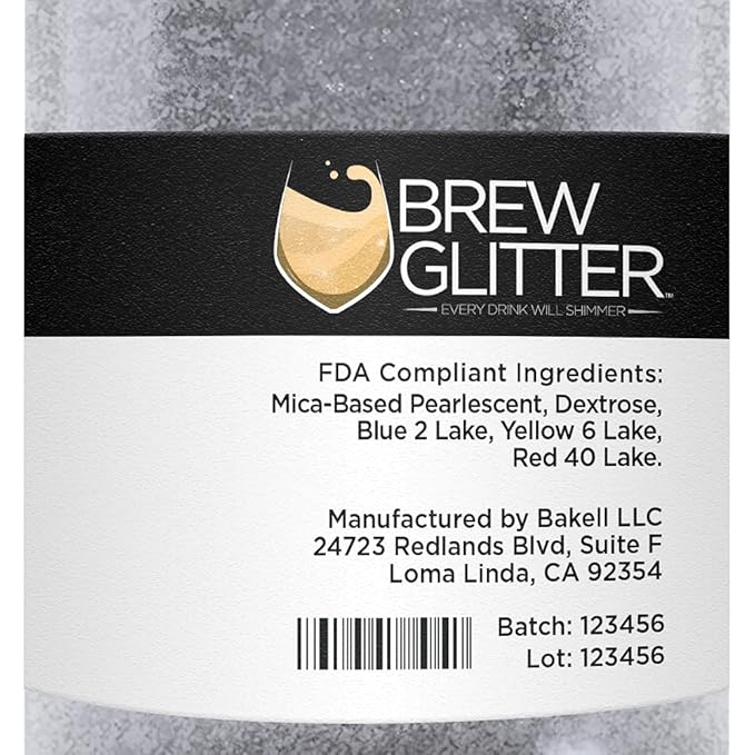 Brew Glitter - Silver (50g 1x Jar) | Edible Glitter For Drinks, Beer and Cocktail Beverages by Bakell