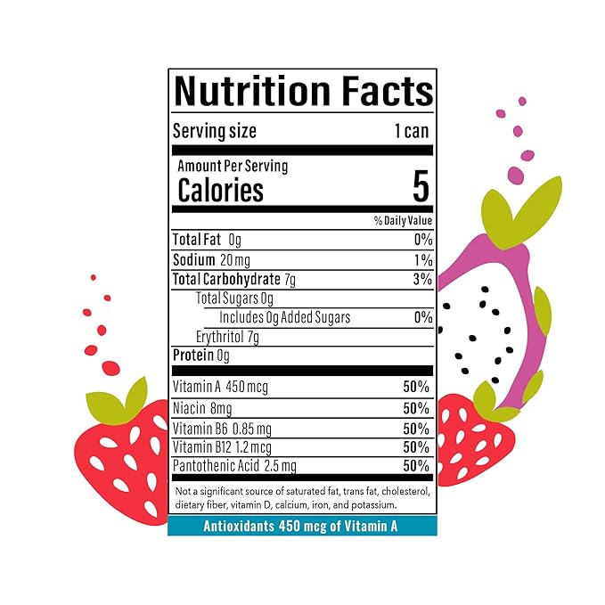 BUBBL'R pitaya berry nect'r, Antioxidant Sparkling Water with Natural Caffeine, 0g Sugar, Gluten Free, All Natural Flavors, 12 Fl Oz Cans, 12 Count