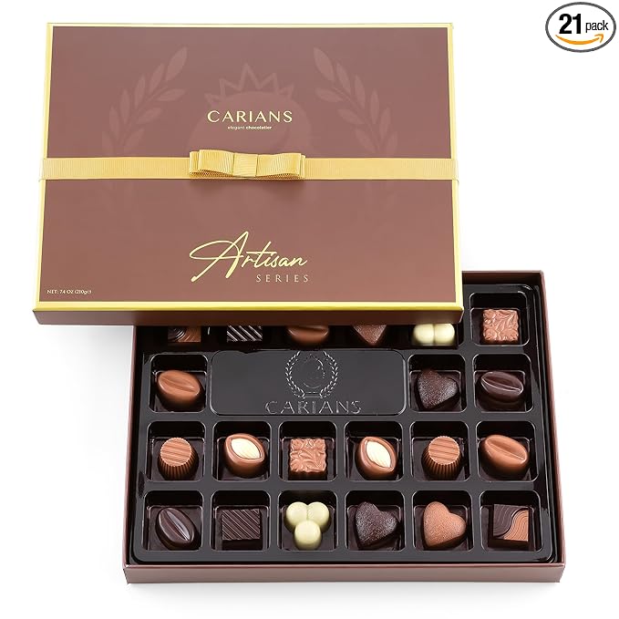 CARIANS Chocolate Gift Box, Assorted Luxury Premium Pralines Gourmet Chocolate Basket, Dark, Milk & Truffles, Box of Candy, Great for Gift Giving, Anniversary, Thanksgiving, Christmas