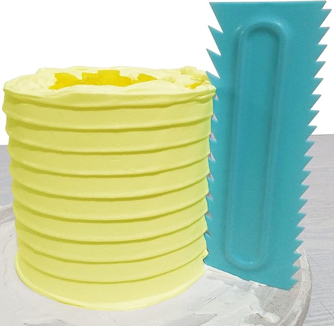 Cake Scraper set of 8 Pack Cake Edge Tools Decorating Icing Smoother Comb,Plastic Sawtooth Decorating Mousse Butter Cream Polisher-16 Design Textures-Blue
