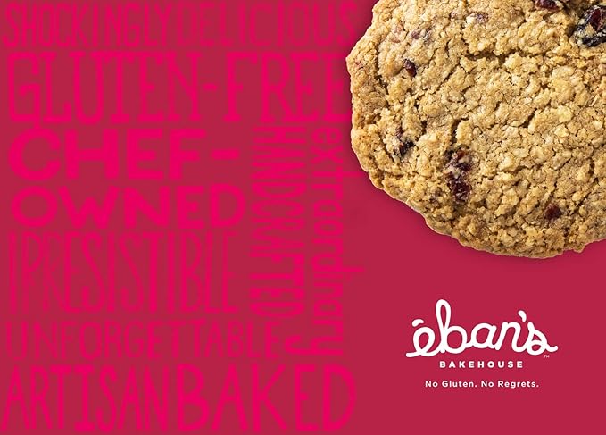 Eban’s Fresh Baked Gluten-Free Cookies - 24 Large Cookies (2 Boxes of 12) - Soft and Chewy, Individually Wrapped, Gourmet, Preservative Free, Non-GMO (Cranberry Walnut Coconut Oatmeal)