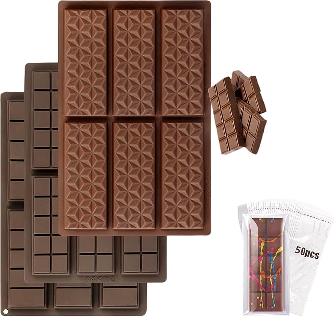 Set of Chocolate Bar Mold, Chocolate Molds Silicone, Food Grade Dubai Chocolate Bar Mold, Candy Molds for Praline Candy (A)