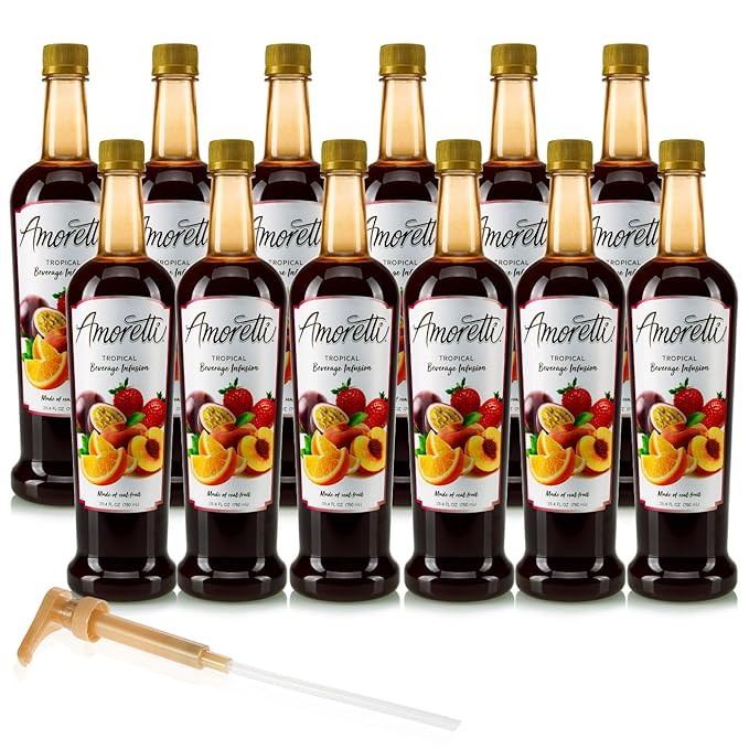 Amoretti - Tropical Beverage Infusion - Drink Mix & Water Enhancer with Pump for Flavoring Cocktails, Waters, Teas, and other Beverages, Preservative Free