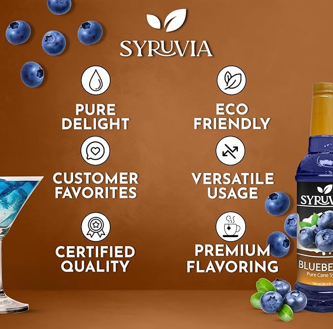 Syruvia Blueberry Syrup For Drinks 25.4 Ounces Blueberry Flavoring Syrup