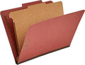 Amazon Basics Classification Folder- 100% Recycled, 1 Divider, 2" Embedded, 10 Count per Box, 12.09 x 10.63 inch (Letter), Red