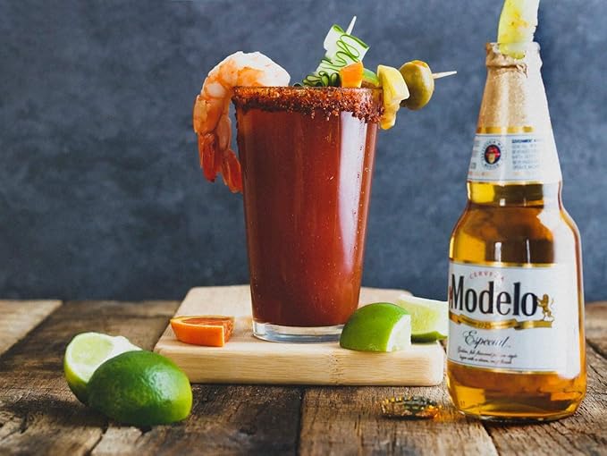 LAVA All Natural Authentic Michelada Mix Craft Cocktail Mixer, Made with Real Tomatoes, Ancho Chile Peppers, Tamarind, No Junk Ingredients, Vegan, 1-Liter (33.8oz) Glass Bottle, Ready to Use