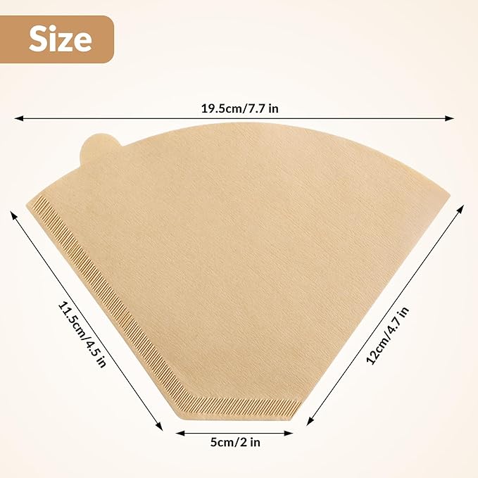 150 Count #4 Coffee Filters, Number 4 Cone Coffee Paper Filters for Pour Over and Drip Coffee Maker, 8-12 Cups (Unbleached Natural)