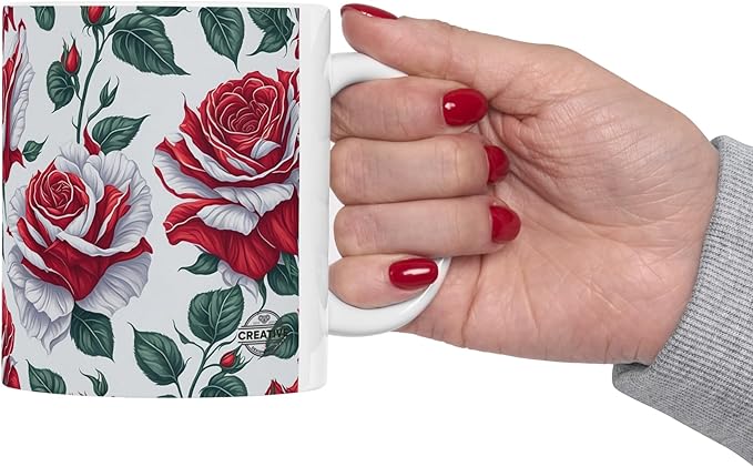 11 OZ Novelty Coffee Mugs - Christmas Gift (Red Rose Theme)
