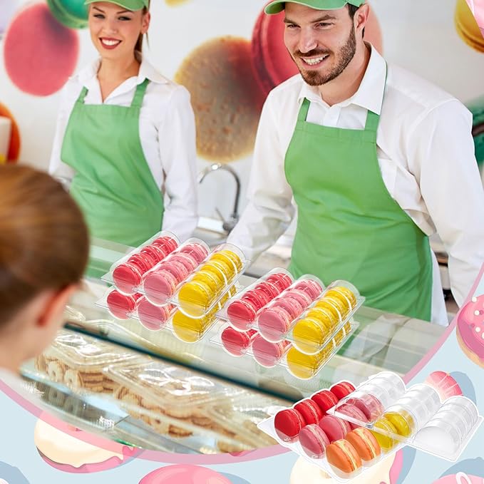 Sherr 24 Pcs Macaron Boxes Clear Plastic Macaron Storage Containers Macaroon Packaging Display Trays for Cookie, Wedding, Party Gifts