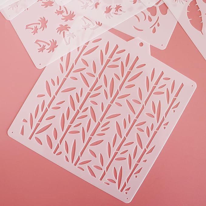 16 Pcs 5.5x5.5in Cookie Stencil Baking Stencils for Royal Icing Cookies, Airbrush Cookies; Sugar Cookie Stencils,Craft Painting Stencil, Stencil Genie Stencils (Leaves)