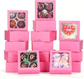 40PCS 4x4x2 Inches Pink Bakery Boxes with Clear Window – Ideal for Cookie, Strawberry, Macaron, Ores, Chocolate Truffles, Donut, Pie –Great for Party, Wedding, Valentine's, Birthday, Christmas Favor