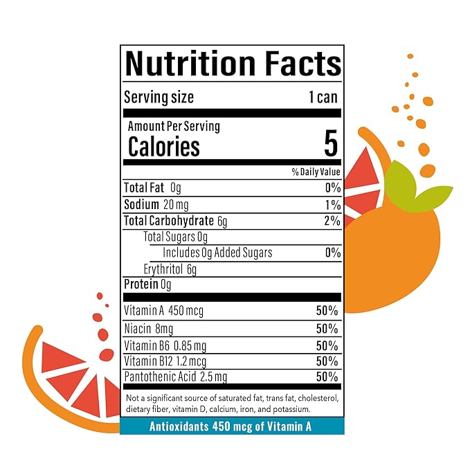 BUBBL'R blood orange mango mingl'r, Antioxidant Sparkling Water with Natural Caffeine, 0g Sugar, Gluten Free, All Natural Flavors, 12 Fl Oz Cans, 12 Count