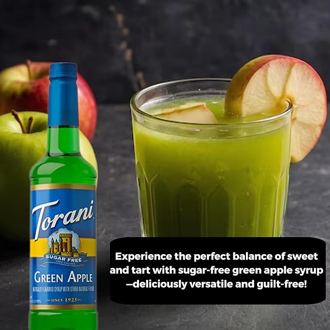 Jimoco® Syrup Pump Dispenser + Torani® Sugar Free Green Apple Syrup, 25.4 oz - Coffee Syrup Pump & Flavoring Bundle