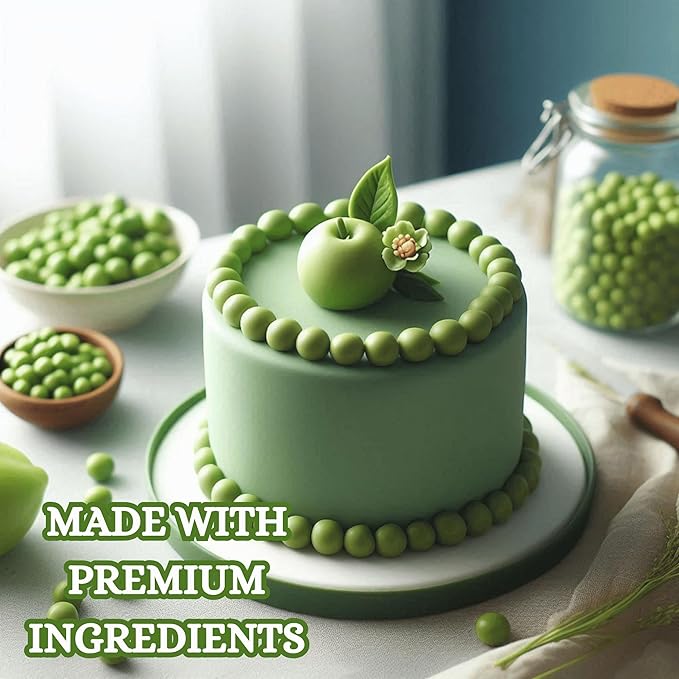 Confect Pea Green Fondant for Cake Decorating | Smooth & Ready-to-Use Icing for Christmas Cakes, Cupcakes & Holiday Treats | Vegan, Gluten-Free, Nut-Free, Palm Oil-Free – 8.8 Oz