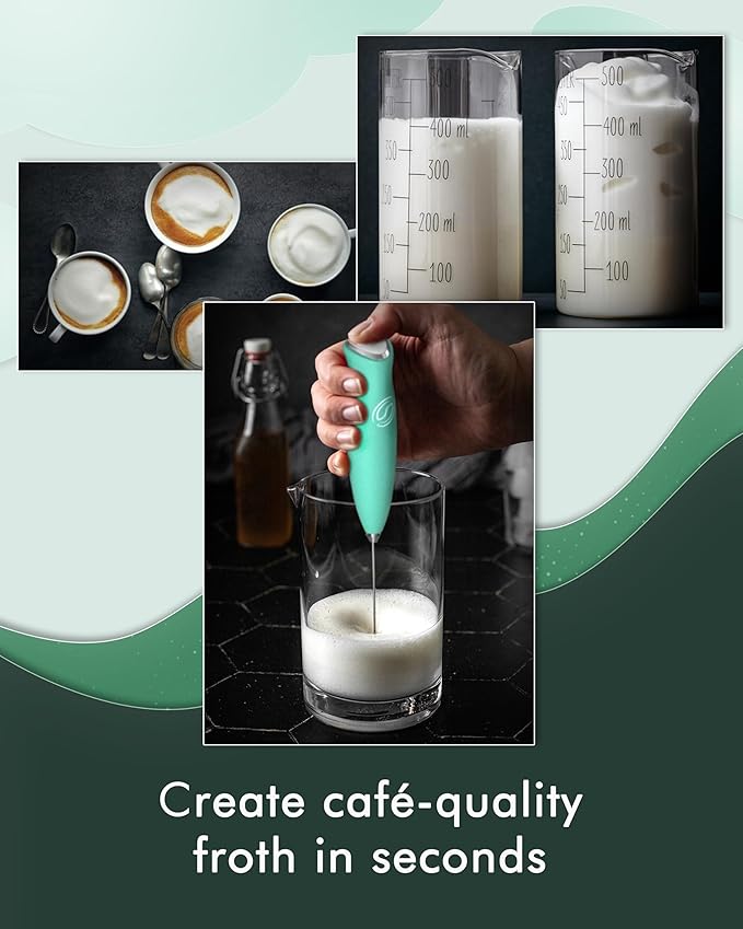 Milk Frother Handheld Frother Wand Drink Mixer Handheld Coffee Stirrers Electric Frother for Coffee Mixer Wand with 2 Whisk frother for protein powder coffee frother handheld-Aqua