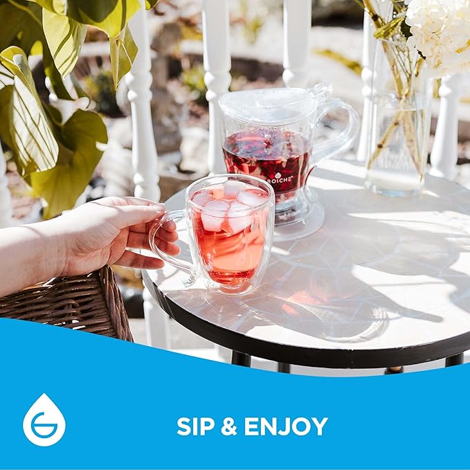 GROSCHE Cyprus 16 fl. oz Double-Wall Glass Mug Set | Espresso, Latte, Tea & More | Hot & Cold Beverages | Stylish & Aesthetic | Dishwasher Safe | Heatproof | Drinking Glassware