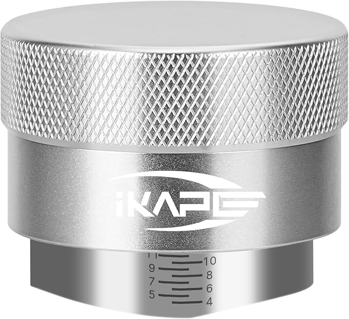 IKAPE Coffee Products, 53MM Coffee Distributor, Gravity Adaptive Espresso Distributor Fits All 54MM Espresso Portafilter, Compatible with 54MM Breville Bottomless Portafilter (Silver)
