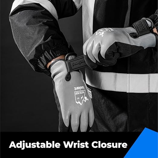toolant 100% Waterproof Gloves Bulk Pack, 3 Pairs, Winter Work Gloves for Cold Temperature, Touchsreen, Warm Gloves for Freezer, Fishing and Gardening, With Grip, Grey, XX-Large