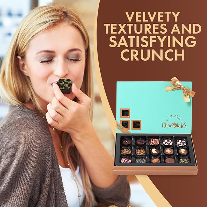 Vegan Dark Chocolate Truffles Gift Box, 15 Pieces of Chocolates Gift Box, Ultimate Assorted Chocolates for Birthdays, Holidays or Corporate Gifts, A Premium Kosher Chocolate Experience for Gifting