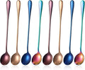 8 Pieces Long Handle Tea Spoon Stainless Steel Coffee Mixing Spoons Teaspoon for Mixing, Cocktail Stirring, Coffee, Milkshake, Cold Drink, 7.48 Inch (Round Style)