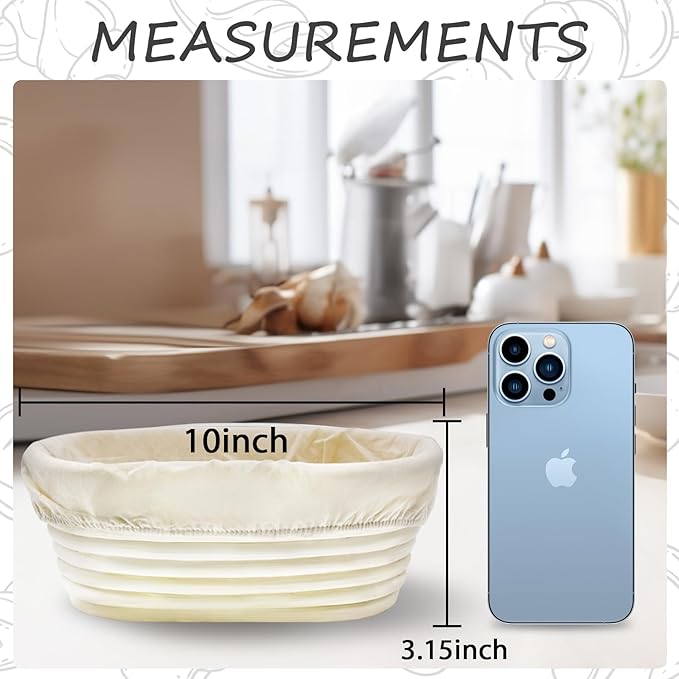 Banneton Bread Proofing Basket: 2 PCS Sourdough Proofing Basket with Liner - Oval Banneton Basket for Baking