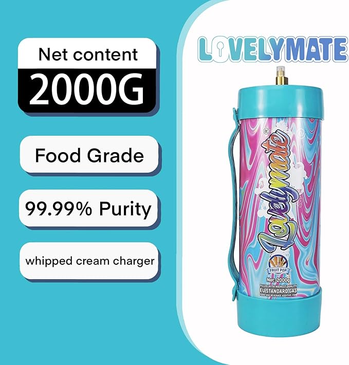 Whipped Cream Charger Tank 3.3L 2000G Whip Cream Charger Cylinder Food Grade Flavored (Tips Included) (4, Fruit pop)