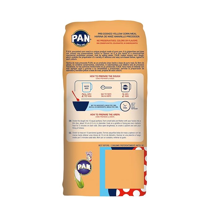 P.A.N. Yellow Corn Meal – Pre-cooked Gluten Free and Kosher Flour for Arepas (2.2 lb/Pack of 2)