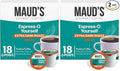 Maud's Decaf Espresso Roast Coffee Pods, 18 ct, Decaffeinated Dark Roast Recyclable Single Serve Pods – 100% Arabica Coffee, Compatible with Keurig K Cups Maker (Pack of 2)
