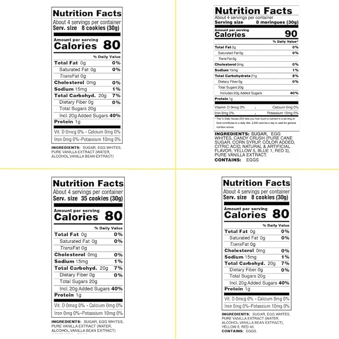 4 Pack Krunchy Melts Original Meringue Cookies | So Vanilla 4-Pack | Vanilla, Vanilla Minis, Vanilla Sprinkles, Rainbow Vanilla | Only 80-90 Calories Per Serving | Low Fat/Fat Free, Gluten Free, Dairy Free (4 Oz)