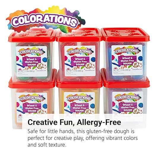 Colorations Wheat & Gluten Free Dough, 6 Classic Colors, ea 1.5 lb | Non-Toxic, Play Dough, Bulk Set, Sensory Kit, Party Favors, Classroom Pack