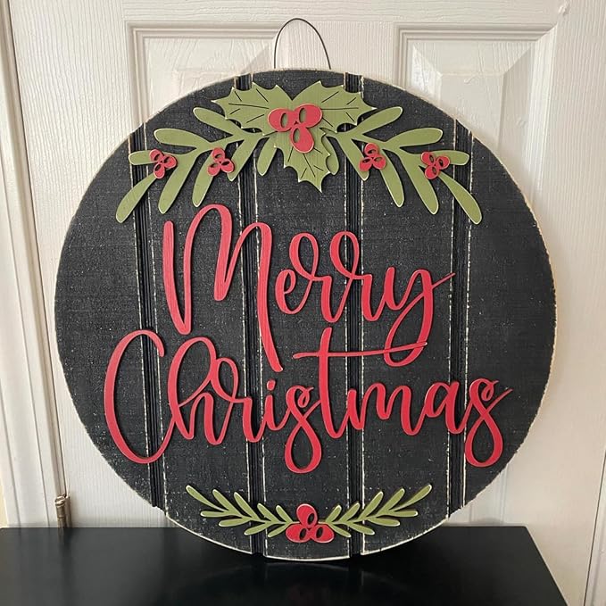 Large Christmas Stencils 12” Christmas Stencil for Painting on Wood Holiday Stencils for Crafts Reusable Merry Christmas Drawing Templates for Door Hanger Porch Wreath Doormat Decor