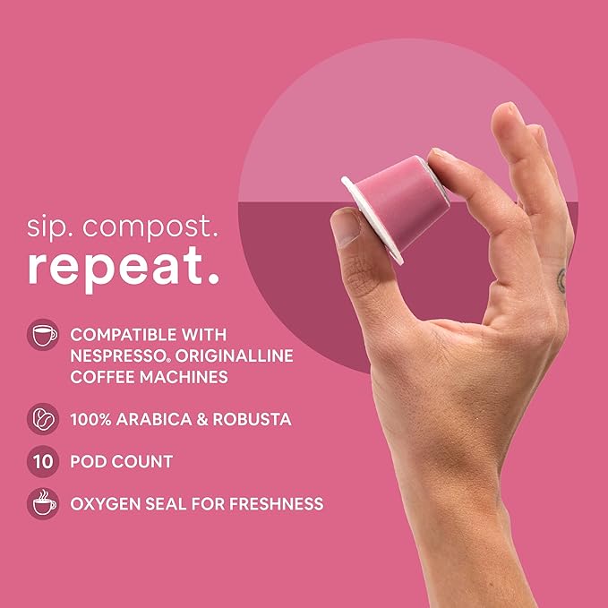 WOKEN COFFEE Compostable Nespresso Pods - Portofino Medium Roast Italian Espresso Coffee Capsules Compatible With Nespresso Coffee Machine (60 Pod Count, 6 Boxes)