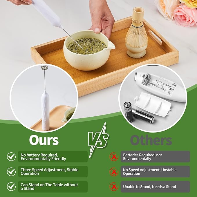 Matcha Whisk Set,9 Pcs Japanese Matcha Set, Matcha Kit with Sifter, Matcha Tea Cloth, Matcha Powder Canister, Electric Rechargeable Frother(Mottled Beige)