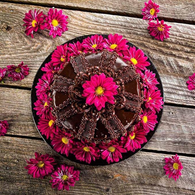 Restaurantware Pastry Tek 12 Inch Cake Board 1 Durable Cake Drum - Round Covered Edges Black Paper Cake Base Disposable For Birthdays Weddings Or Parties