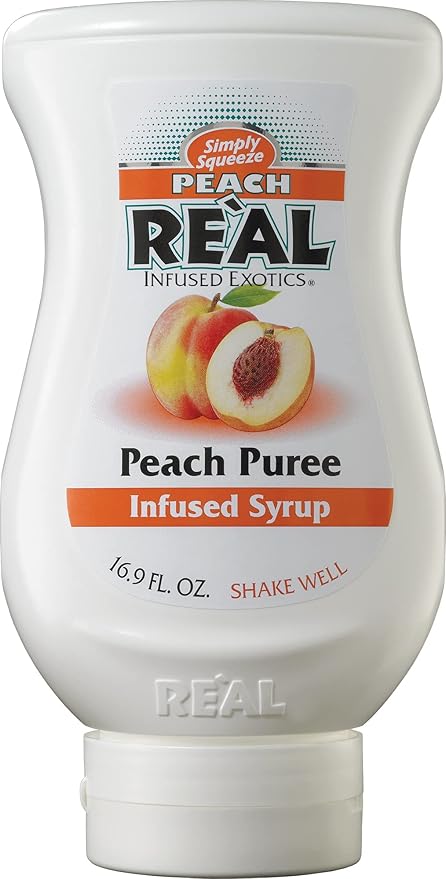 Peach Reàl Infused Exotics, Peach Puree Infused Syrup, 16.9 FL OZ Squeezable Bottle (Pack of 3)