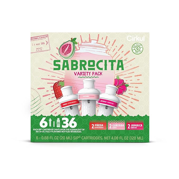 Cirkul Sabrocita Flavor Cartridge Variety Pack, 6-Pack (2 Strawberry, 2 Guava, 2 Hibiscus), No Sugar, Zero Calorie Drink Mix