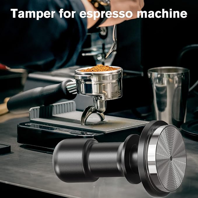 PUSEE 53mm Espresso Tamper, Premium Calibrated 30lb Spring Loaded Stainless Steel Ground Tamper for Barista Home Coffee Accessories Upgrade 3.0